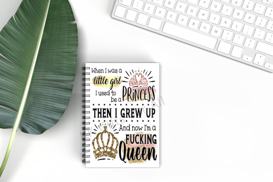 Rude A5 Lined Notebook Funny Gift For Her, Fuckign Queen Swearing Notebook