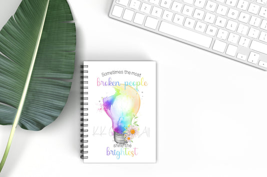 Lightbulb A5 Notebook, Mental Health Notepad, Colourful Notepad, Daisy Multi Colour