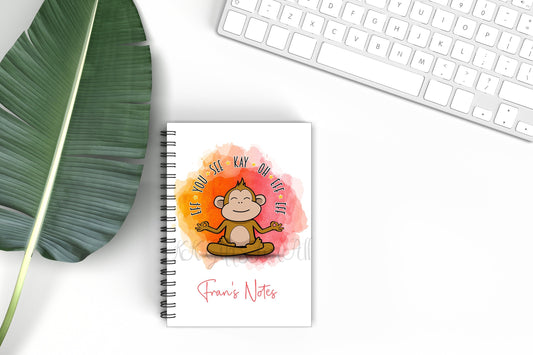 Monkey Subtle Swearing Notebook, Gift For Best Friend, Birthday Gift For Him, Personalised Notepad, A5 binded lined Notes, Rude Notes