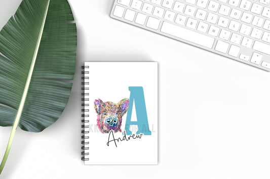 Personalised A5 Rainbow Pig Notebook, Watercolour Pig Notes