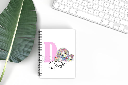 Watercolour Sloth Notebook, Gift For Mum Or Daughter, Friend Birthday Gift, Notes For Her, Personalised Notepad, Rainbow Sloth, Lined Notes