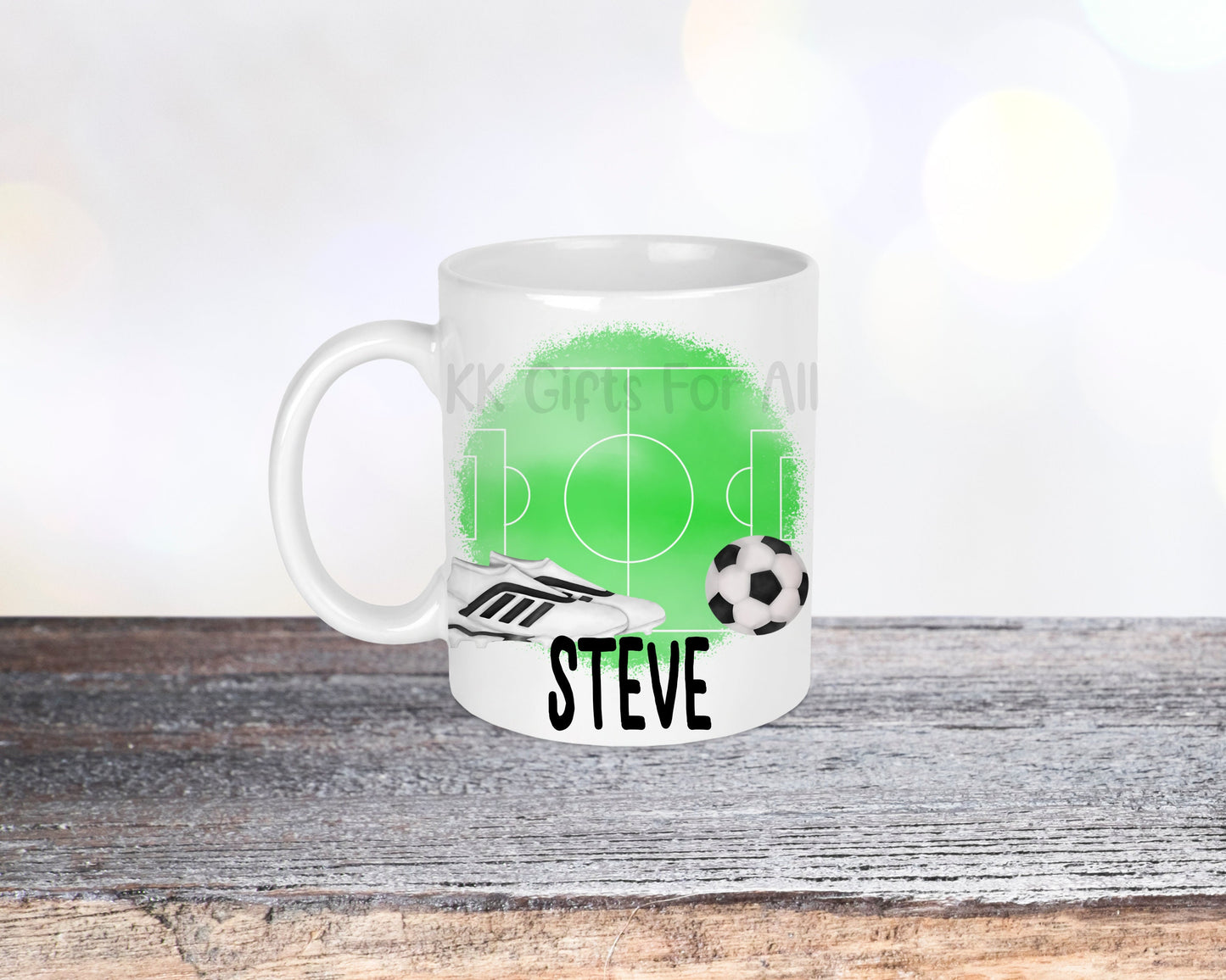 Personalised Football Theme Mug Coaster Gifts For Him Father's Day Gifts Football Pitch & Ball