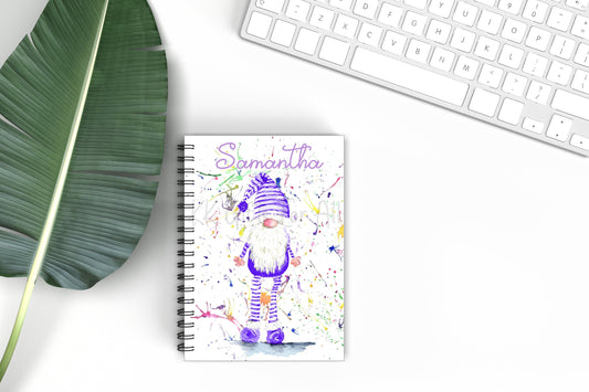 Purple Gonk Notebook, Gift For Mum, Birthday Gift For Her, Personalised Notepad, A5 Binded Lined, Gift For Her, Purple Gonk, Cute Gnome Book