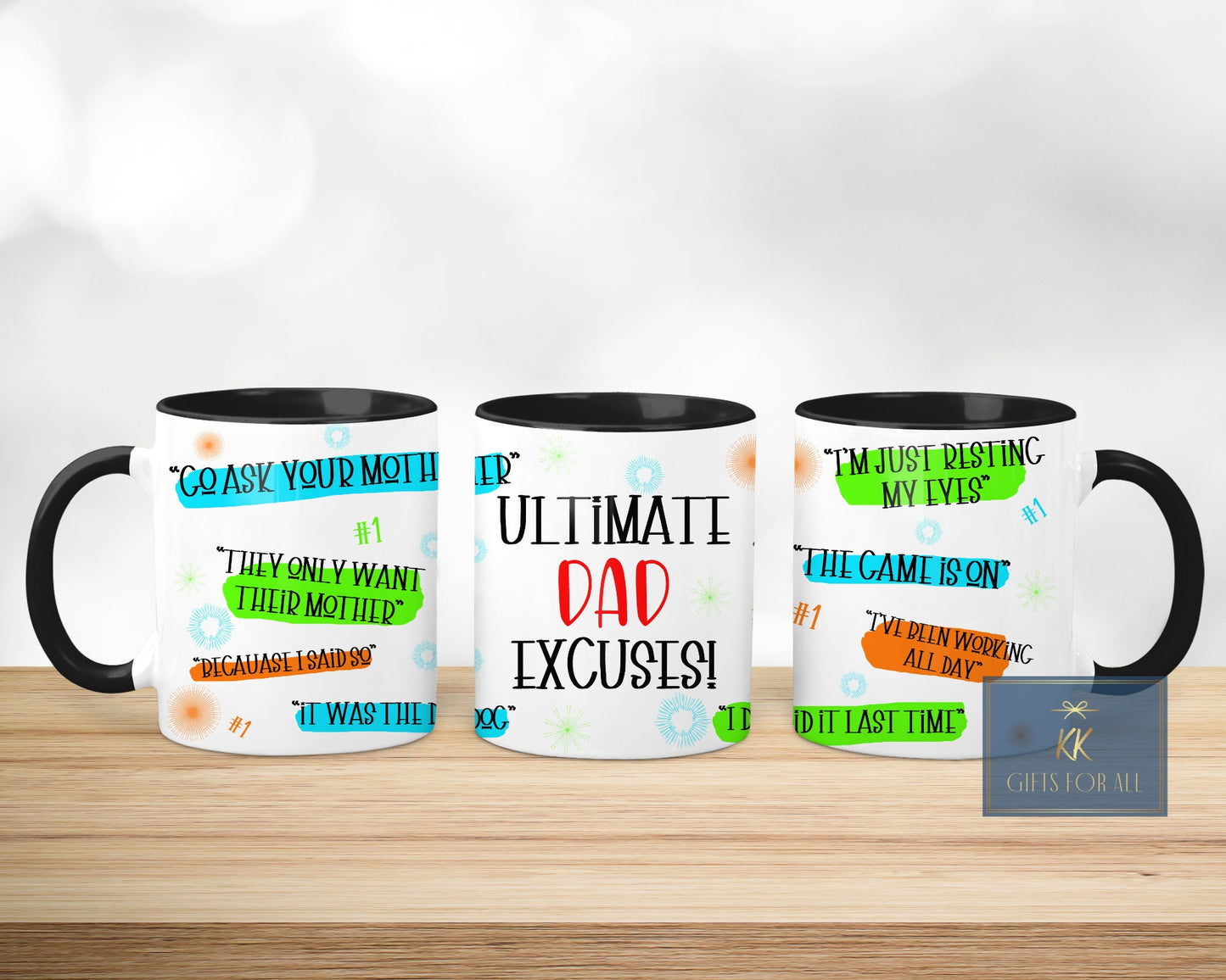 Father's Day Gift, Funny Novelty Gift For Dad, Birthday Gift, Ultimate Dad Excuses, Mug & Coaster Gift