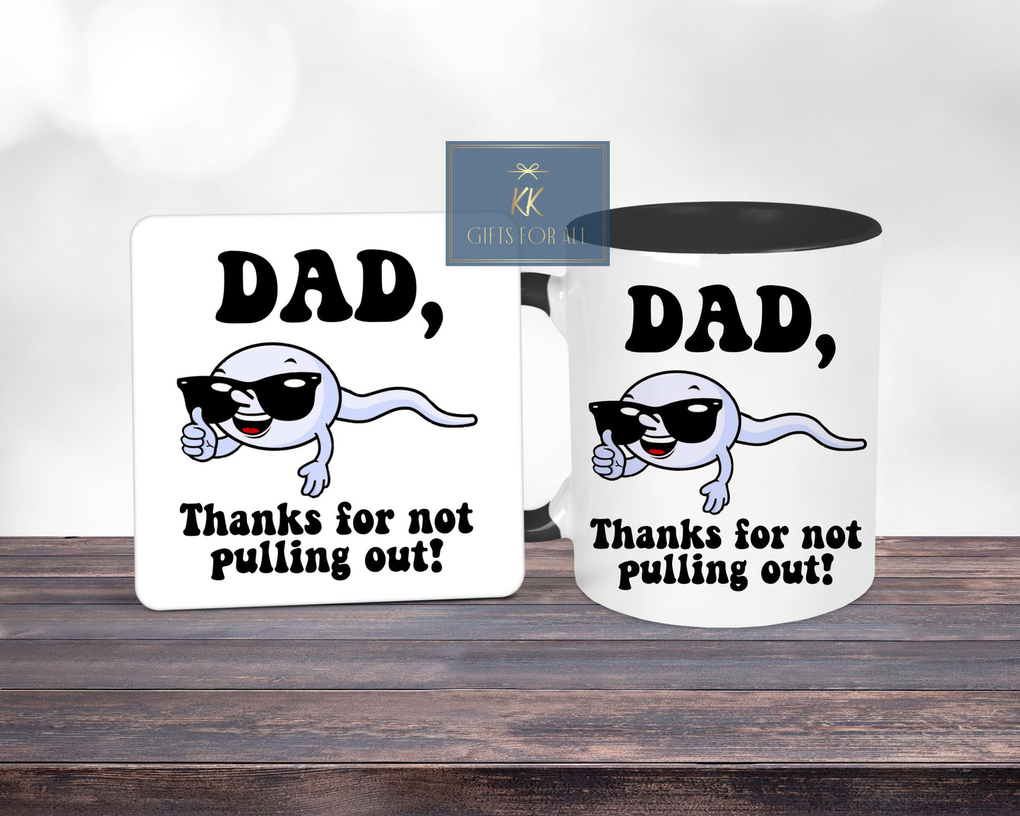 Rude Gift For Dad, Gift For Dad With a Sense Of Humour, Mug & Coaster Gift Set, Dad Humour Gifts