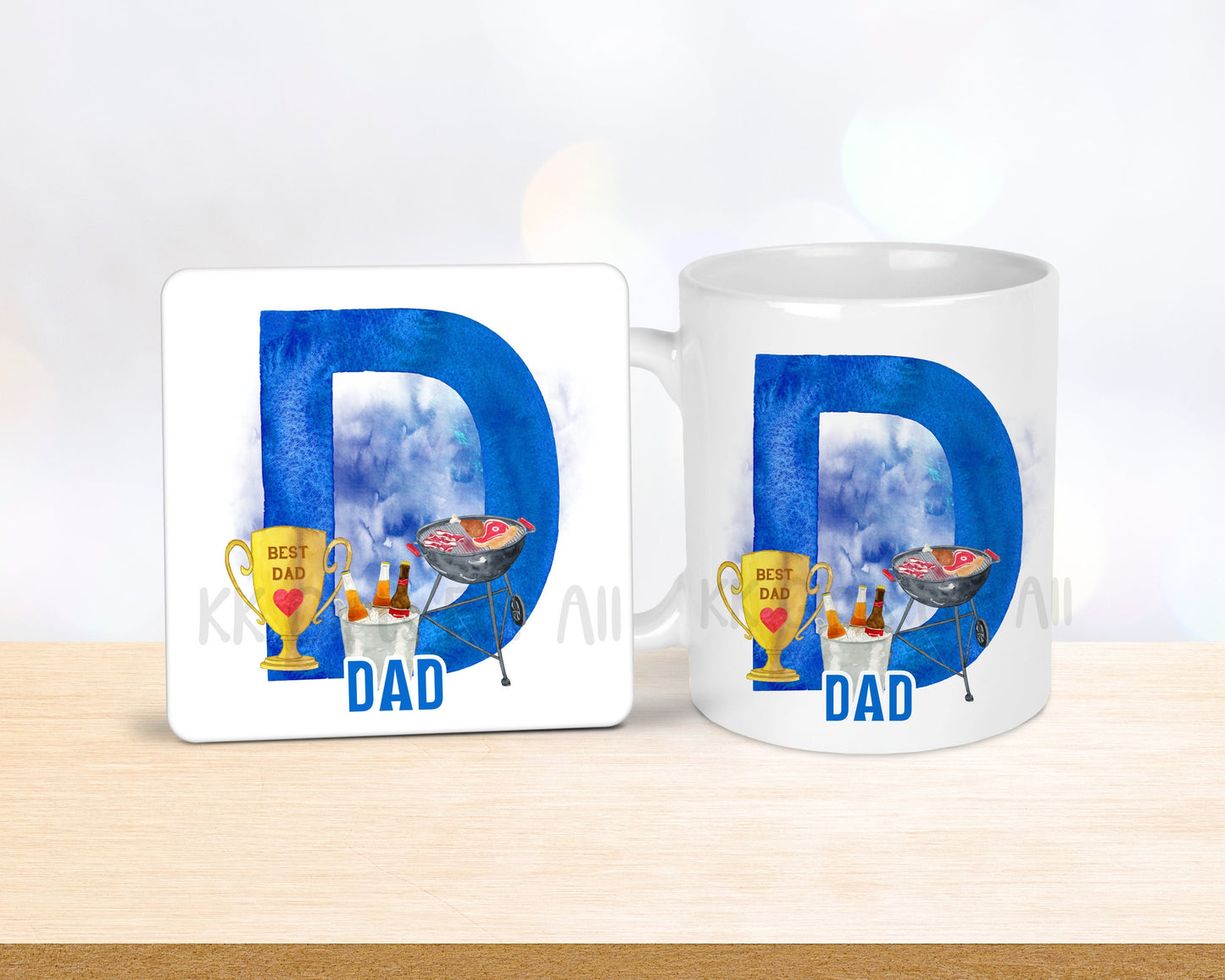 Gift For Dad, Birthday Gift For Daddy, Father's Day Gifts For Him, Mug & Coaster, Personalised Gifts, Dad King Of BBQ, Dad's Birthday Gift