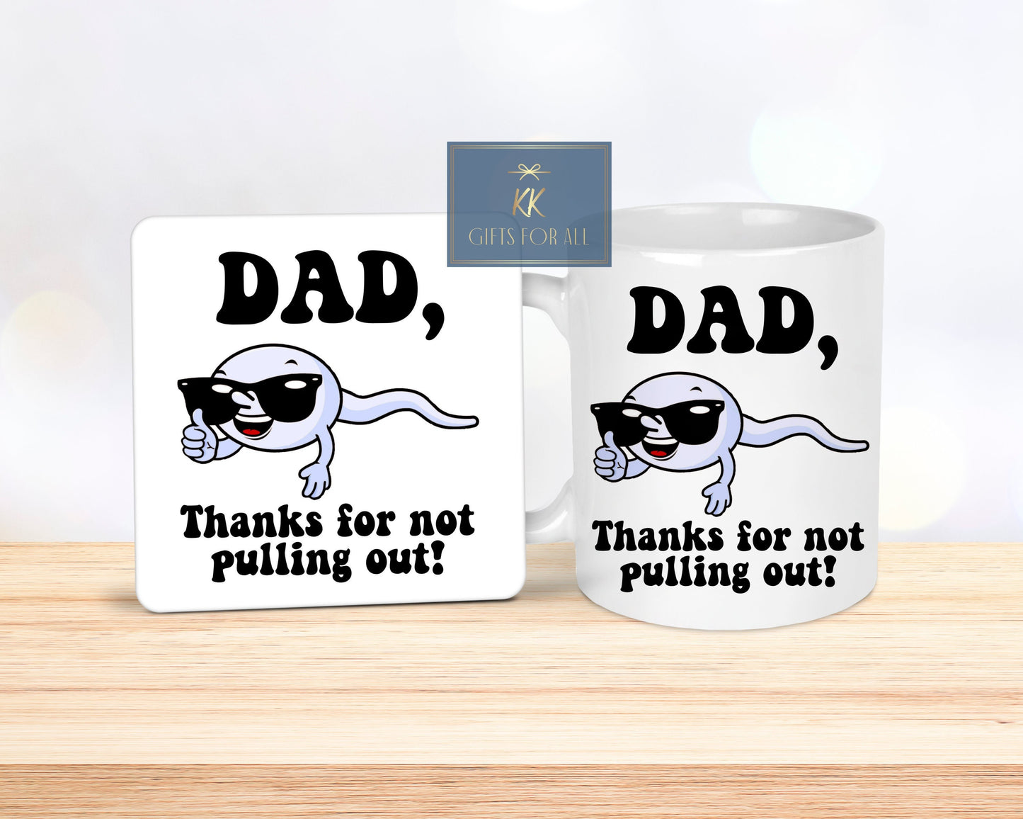 Rude Gift For Dad, Gift For Dad With a Sense Of Humour, Mug & Coaster Gift Set, Dad Humour Gifts