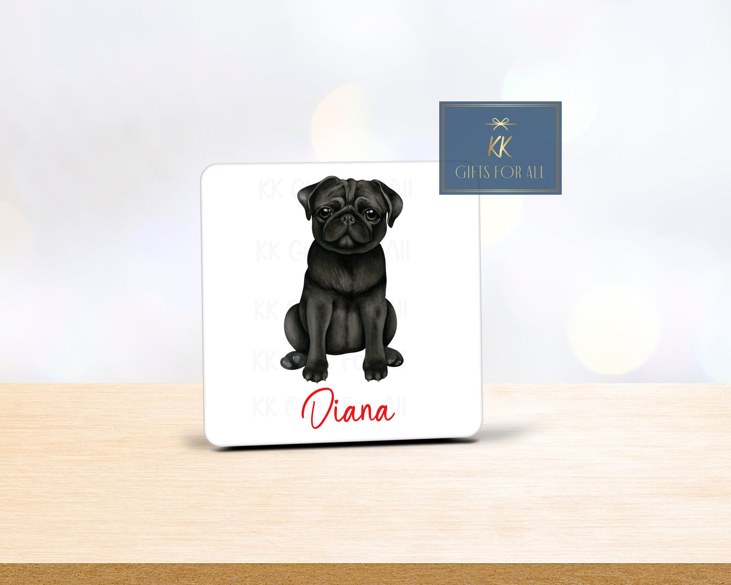 Black Pug Mug & Coaster, Birthday Gift For Her, Gifts For Him, Personalised Cute Pug Mug, Pug Owner Gift, Black Pug Puppy, Custom Gifts, Dog