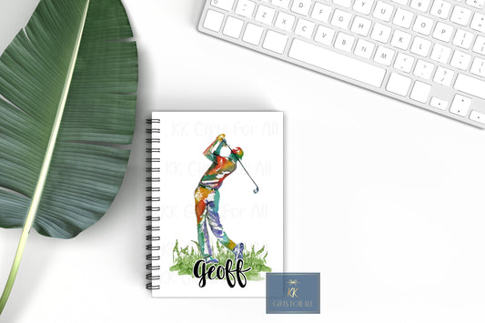 Golfer Notebook, Personalised Gifts For Him, Gift For Male Friend, Birthday Gift For Male, Personalised Notepad, Golfer Gift, Golfing