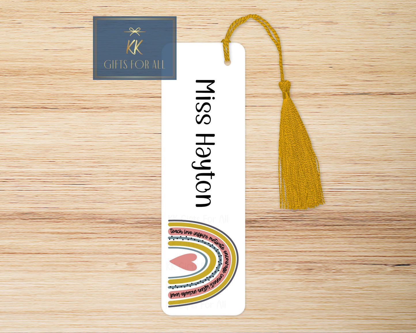 Rainbow bookmark, Personalised Bookmark, Teacher Bookmark, End Of Term TA Or Teacher Gift, Thank You Teacher, Teacher Appreciation, Rainbow