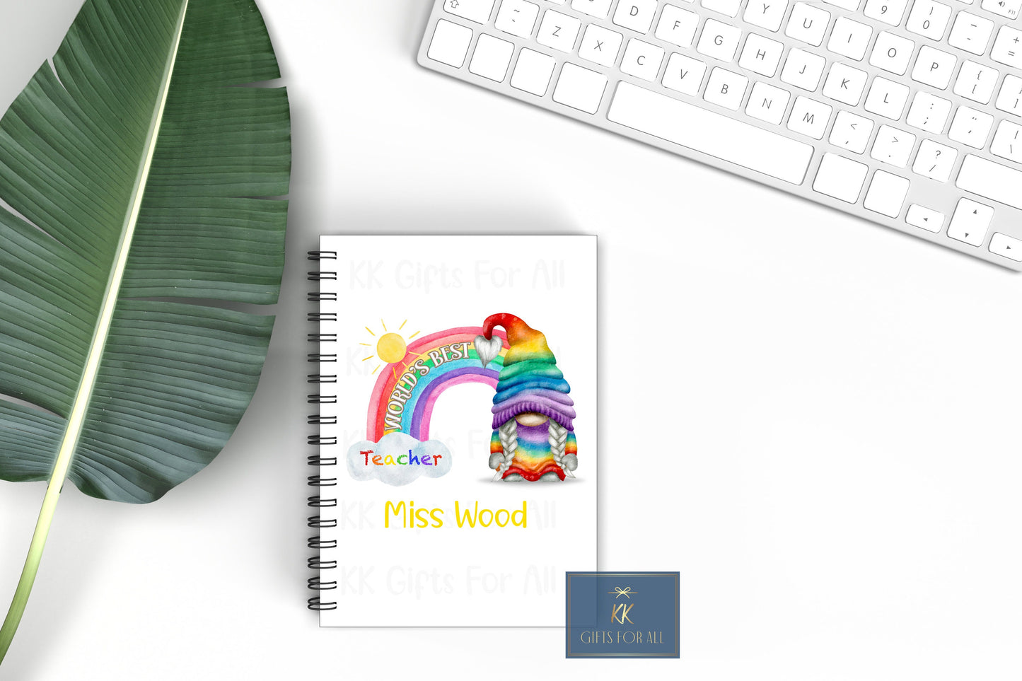Personalsied Teacher Rainbow Gonk A5 Notebook, Gift For Best Teacher, TA Gift, End Of Term Gift, LSA Gift, Teacher Appreciation