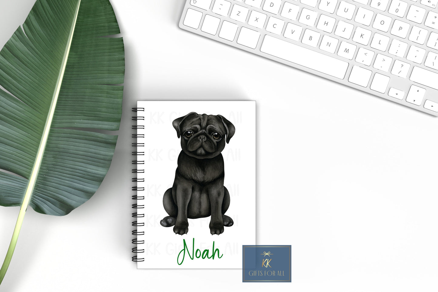 Black Pug Personalised Notebook, Gift For Mum Or Friend, Birthday Gift For Her, Black Pug Dog Gift