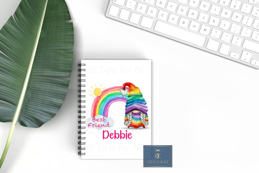 Rainbow Gonk Notebook, Gift For Mum Or Friend, Birthday Gift For Her, Personalised Notepad, A5 Lined Notes, Custom Gnome Notepad, Name,LGBTQ