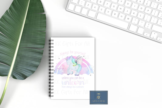 Rainbow Unicorn Notebook, Gift For Child, Birthday Gift For Her, Personalised Notepad, Candyfloss Pastel Unicorn, Cute Unicorn,A5 Lined Book