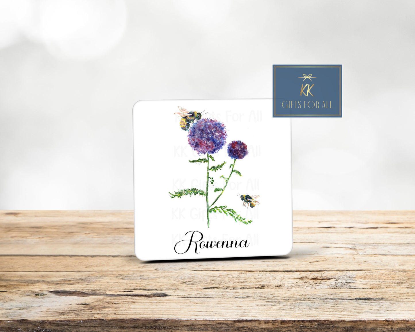 Personalised Thistle Bee Mug & Coaster, Gardener Gift, Bee Lover Gift