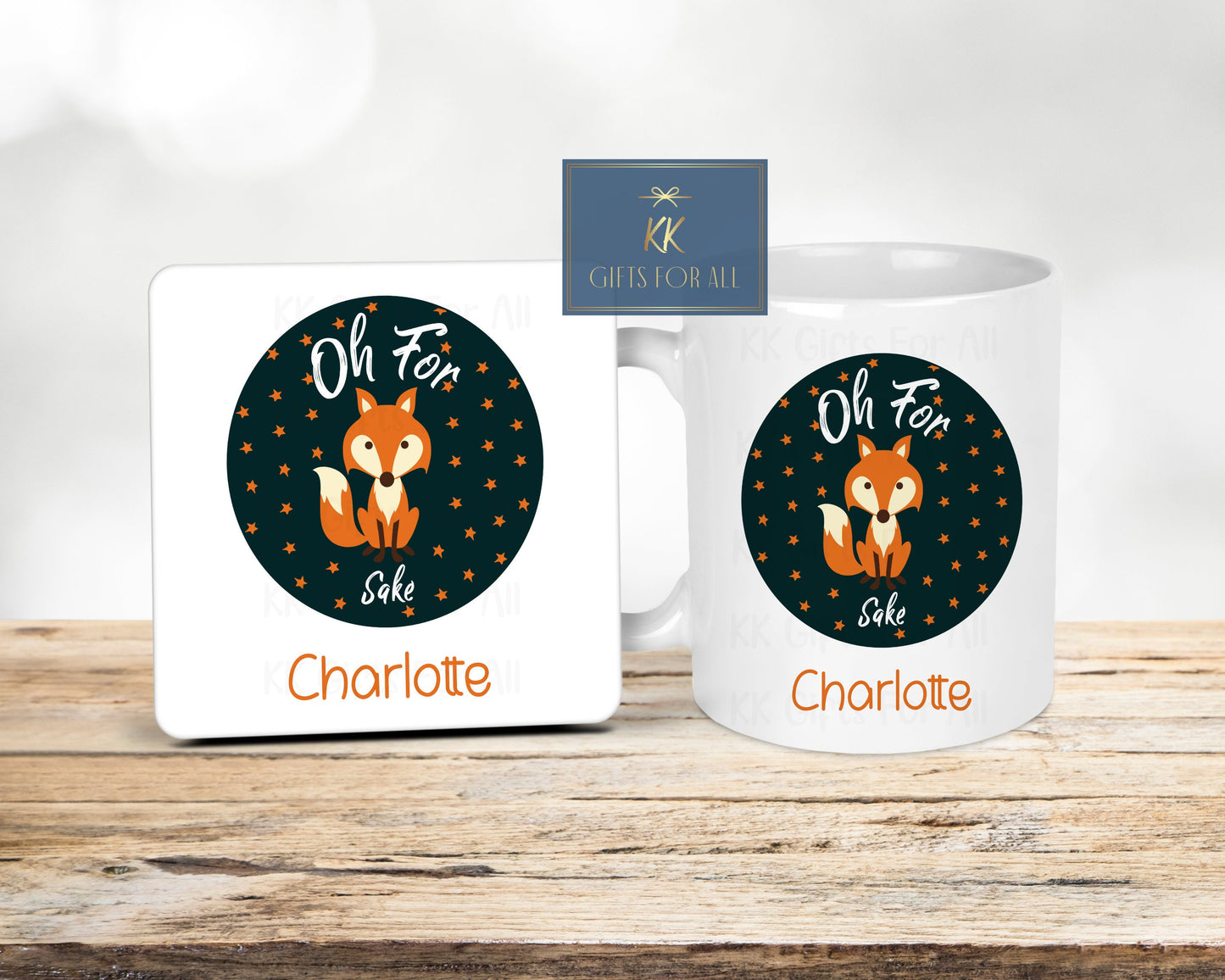 Personalised Funny Mug, Oh For Fox Sake, Adult Humour, Birthday Gifts For Him, Sweary Gift, Mug And Coaster Gift Set, Office Mug Or Coaster