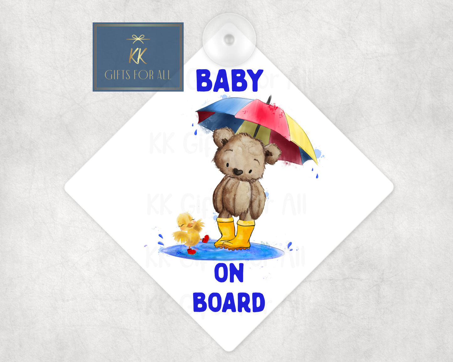 Baby On Board Sign, Baby On Board Car, Cute Bear Car Sign, Custom Baby On Board, Brown Bear, Bear In Puddle, Car Safety Sign, Colour Text