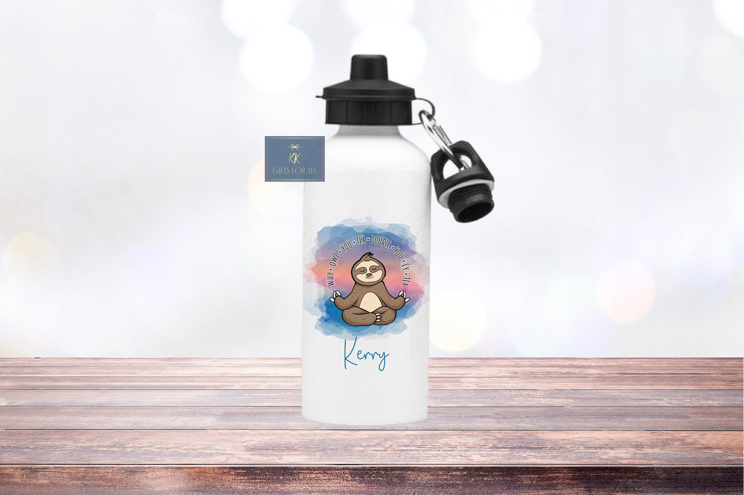 Subtle Swearing Water Bottle, Personalised Water Bottle, Drinks Bottle, Aluminium Bottle, 600ML White Bottle, Rude Sloth Drink Flask, Adult