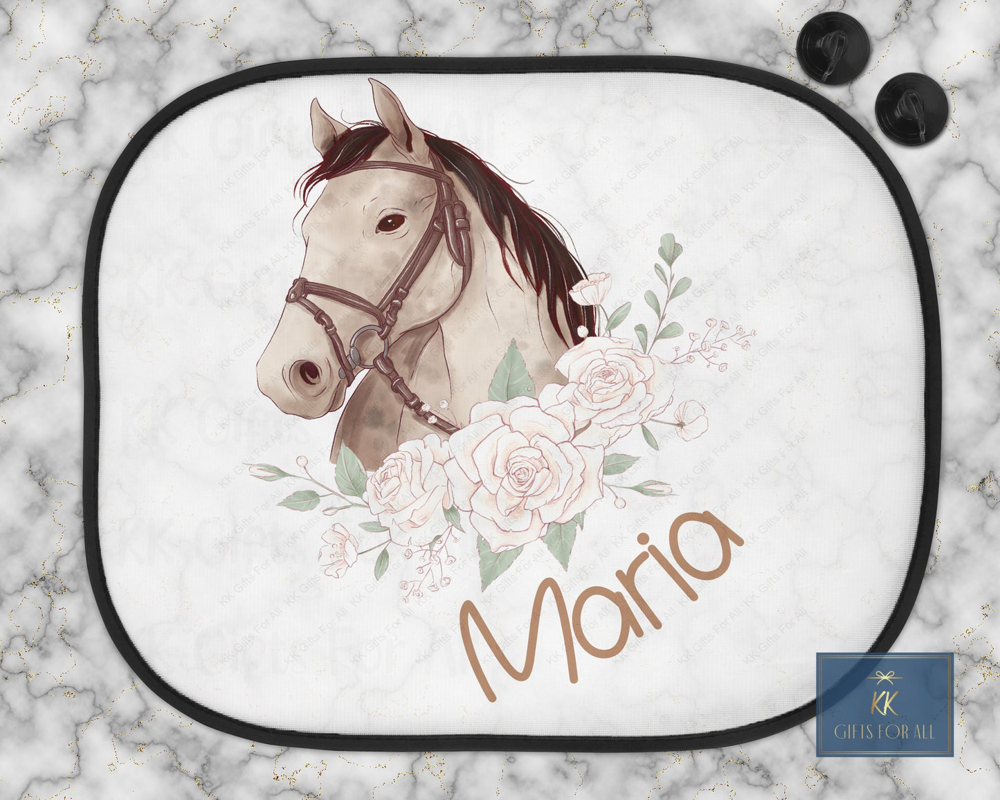 Personalised Car Shade, Sun Shade, Horse Lover Gift, Custom Name, Car Sun Visor, Sunshade, Gift For Young Girl, Cute Floral Horse Car Shade