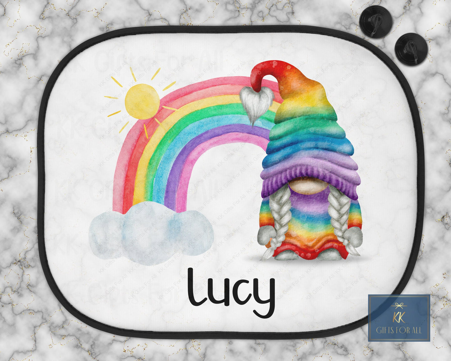 Personalised Car Shade, Sun Shade, Gonk Gift, Colorful Gonk Rainbow Name, Car Sun Visor, Sunshade, Gift For Young Girl, Cute Gonk, LGBTQ