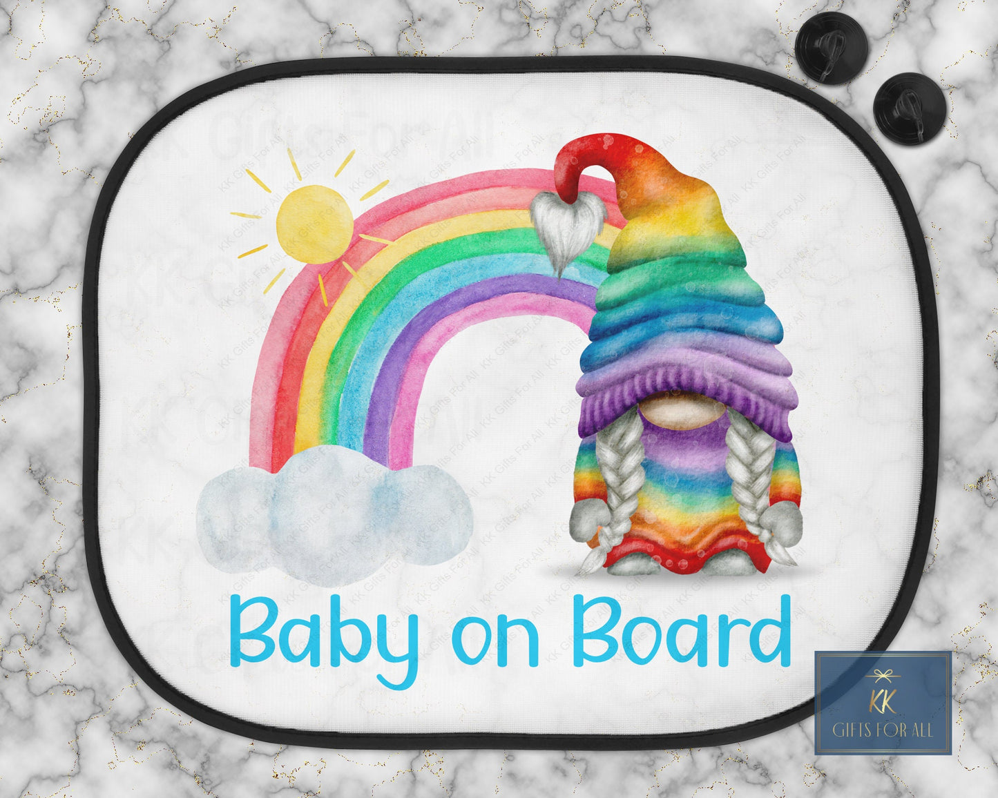 Personalised Car Shade, Sun Shade, Gonk Gift, Colorful Gonk Rainbow Name, Car Sun Visor, Sunshade, Gift For Young Girl, Cute Gonk, LGBTQ