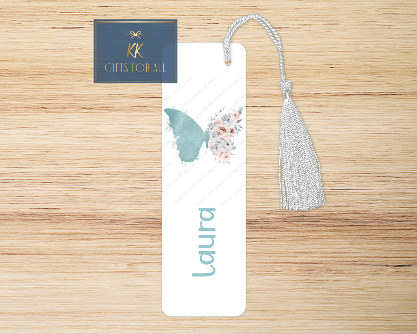 Teal Floral Butterfly Bookmark, Personalised Bookmark, Floral Butterfly, Custom Book Marker, Adult Book Mark, Young Girl Letterbox Gifts