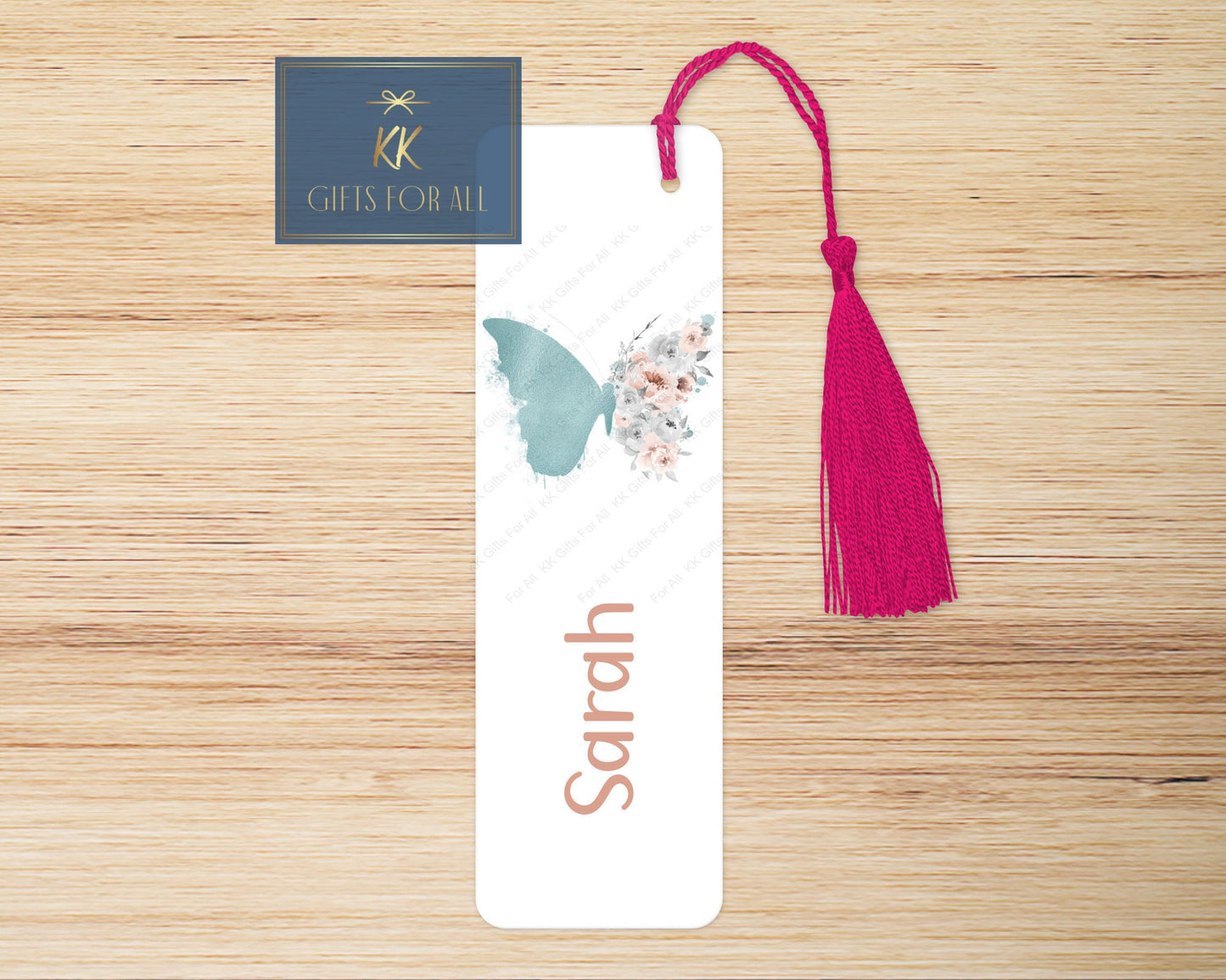 Teal Floral Butterfly Bookmark, Personalised Bookmark, Floral Butterfly, Custom Book Marker, Adult Book Mark, Young Girl Letterbox Gifts