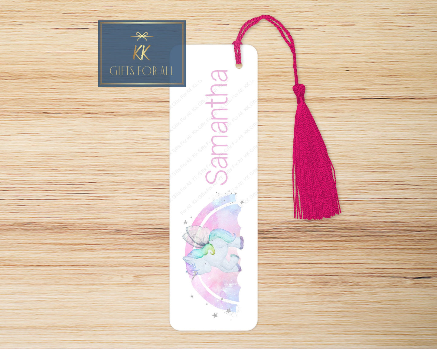 Rainbow Unicorn Bookmark, Personalised Bookmark, Pastel Unicorn Rainbow, Custom Magical Horse, Cute Girls Unicorn Book Marker, Girls Gifts