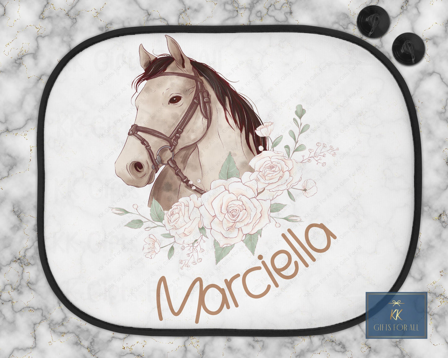 Personalised Car Shade, Sun Shade, Horse Lover Gift, Custom Name, Car Sun Visor, Sunshade, Gift For Young Girl, Cute Floral Horse Car Shade