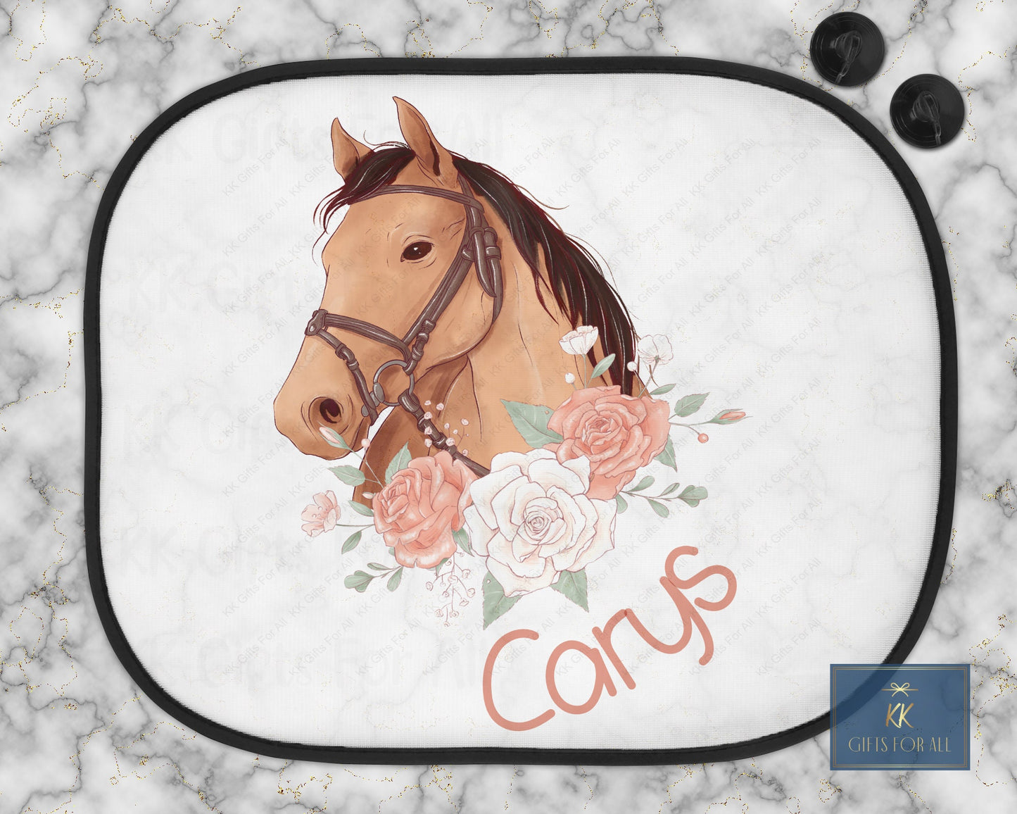 Personalised Car Shade, Sun Shade, Horse Lover Gift, Custom Name, Car Sun Visor, Sunshade, Gift For Young Girl, Cute Floral Horse Car Shade