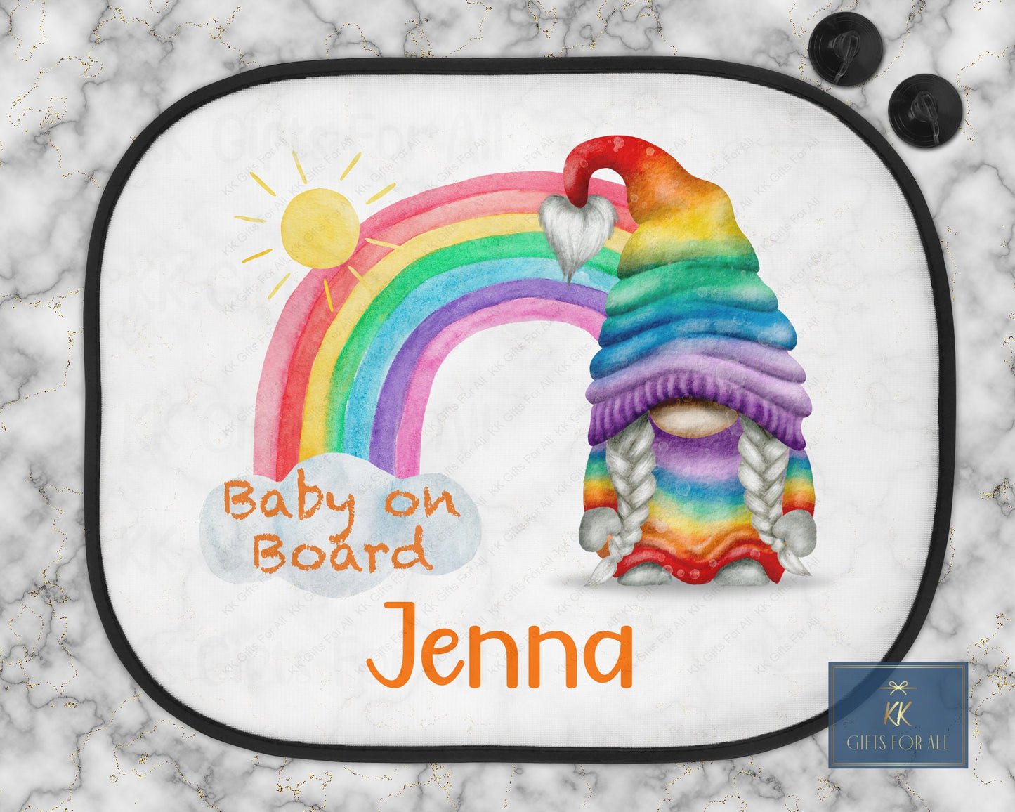 Personalised Car Shade, Sun Shade, Gonk Gift, Colorful Gonk Rainbow Name, Car Sun Visor, Sunshade, Gift For Young Girl, Cute Gonk, LGBTQ