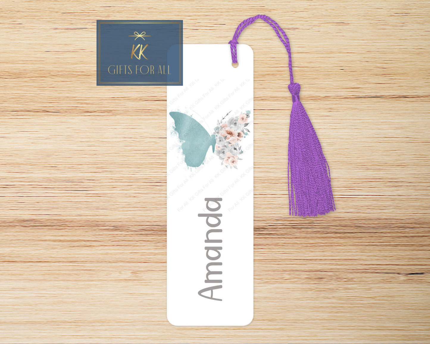 Teal Floral Butterfly Bookmark, Personalised Bookmark, Floral Butterfly, Custom Book Marker, Adult Book Mark, Young Girl Letterbox Gifts