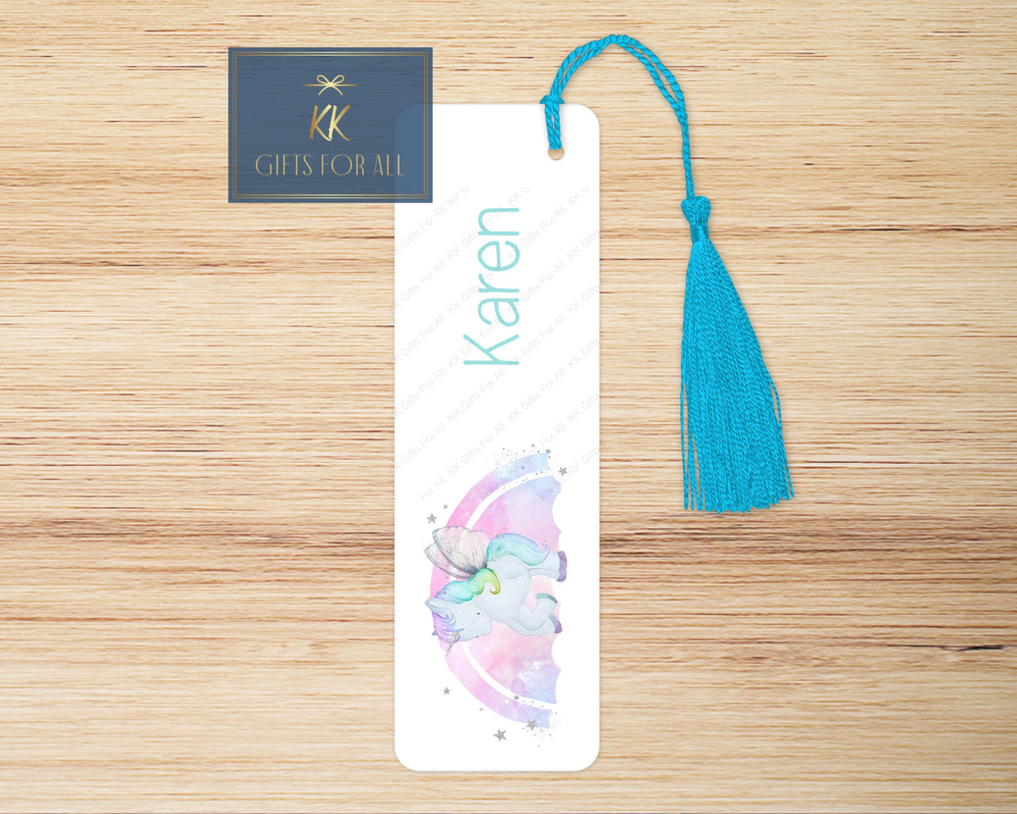 Rainbow Unicorn Bookmark, Personalised Bookmark, Pastel Unicorn Rainbow, Custom Magical Horse, Cute Girls Unicorn Book Marker, Girls Gifts