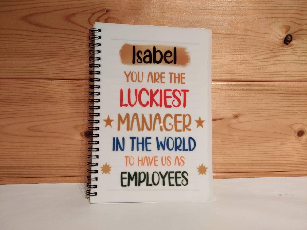Personalised Best Boss Notebook Gift, Gifts For Boss, Luckiest Boss Manager In The World From Employees, Boss Stationery