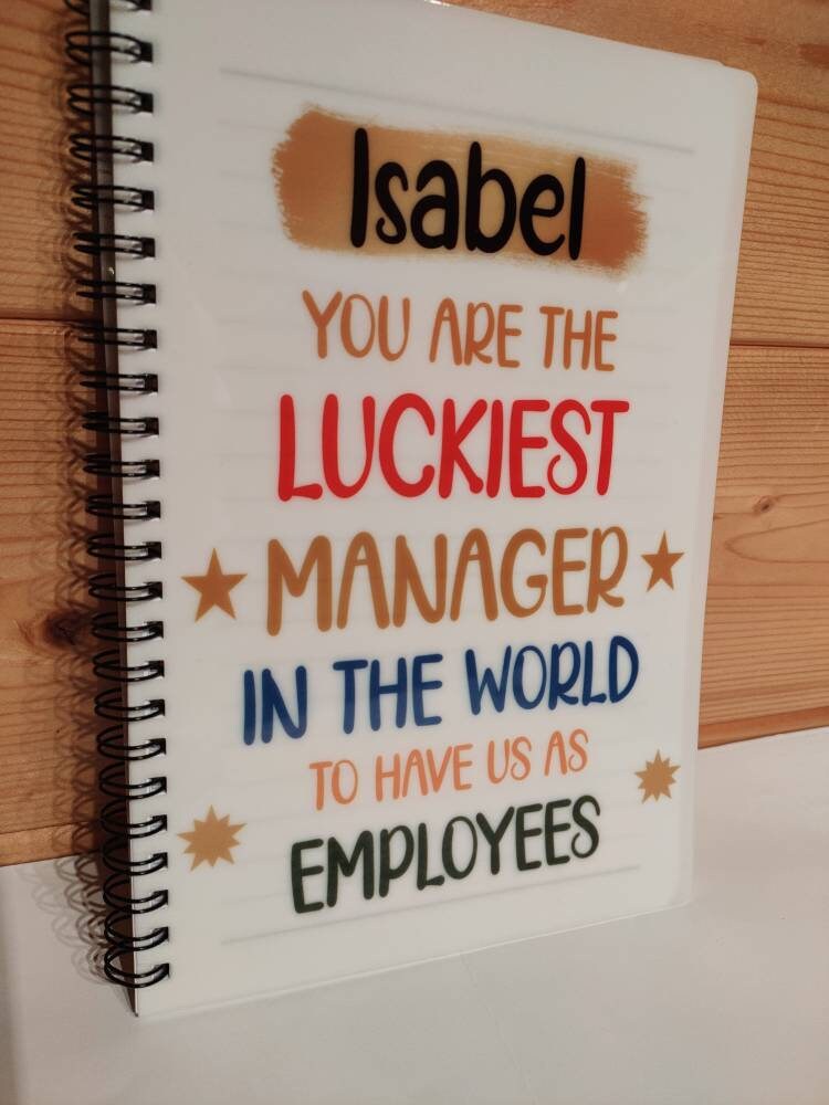 Personalised Best Boss Notebook Gift, Gifts For Boss, Luckiest Boss Manager In The World From Employees, Boss Stationery