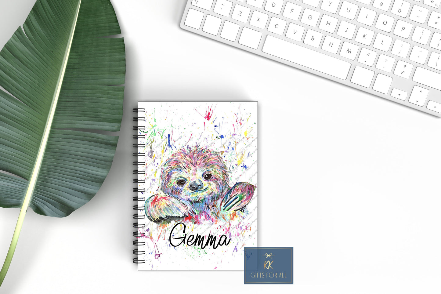 Rainbow Sloth Notebook, Gift For Mum, Friend Birthday Gift, Young Girls Notes, Personalised Notepad, A5 binded lined Notes, Sloth Lover Note