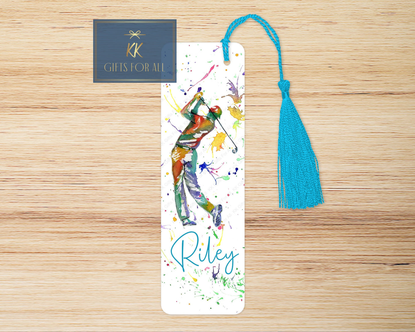 Personalised Golfer Bookmark, Personalised Bookmark, Male Letterbox Gifts, Gift For Dad, Golf Lover Gift, Golf Book Marker, Watercolour Golf