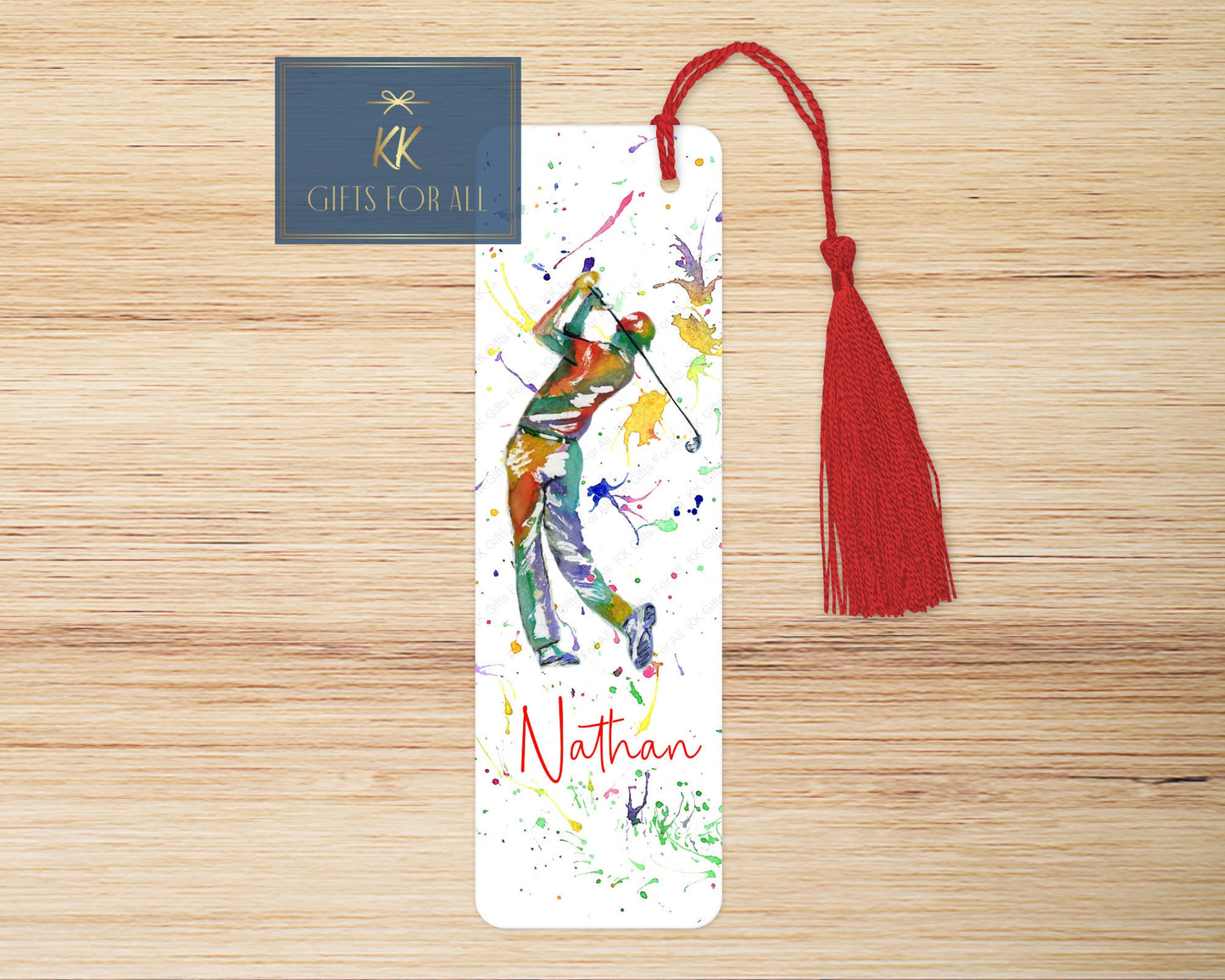 Personalised Golfer Bookmark, Personalised Bookmark, Male Letterbox Gifts, Gift For Dad, Golf Lover Gift, Golf Book Marker, Watercolour Golf