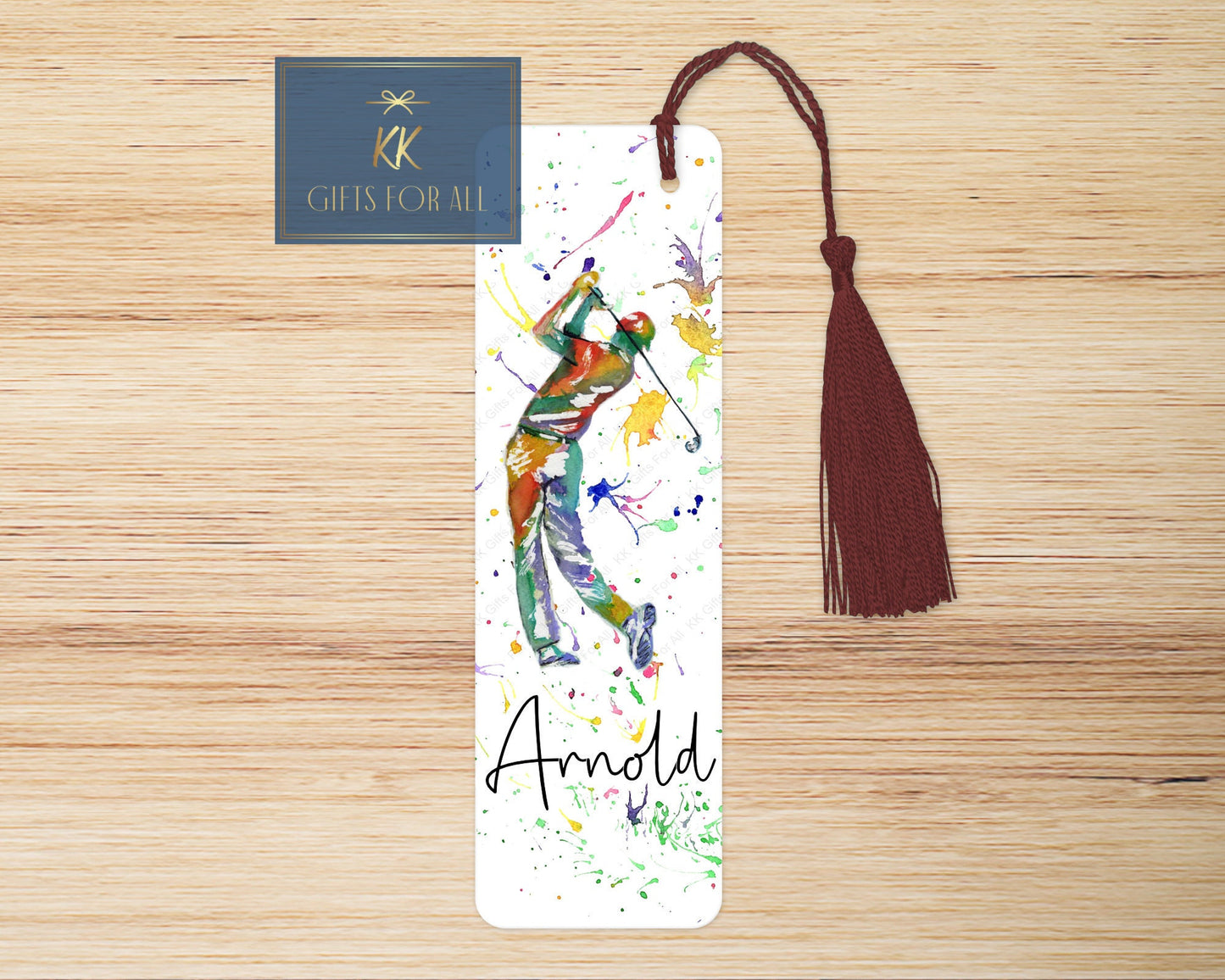 Personalised Golfer Bookmark, Personalised Bookmark, Male Letterbox Gifts, Gift For Dad, Golf Lover Gift, Golf Book Marker, Watercolour Golf