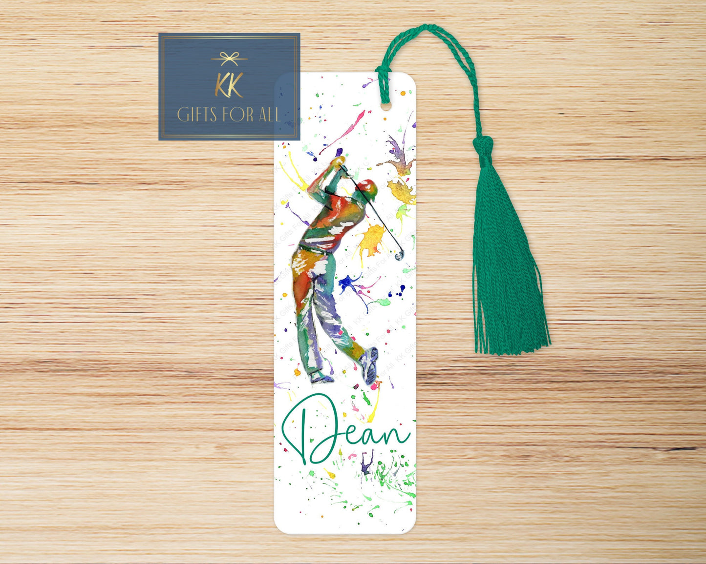 Personalised Golfer Bookmark, Personalised Bookmark, Male Letterbox Gifts, Gift For Dad, Golf Lover Gift, Golf Book Marker, Watercolour Golf