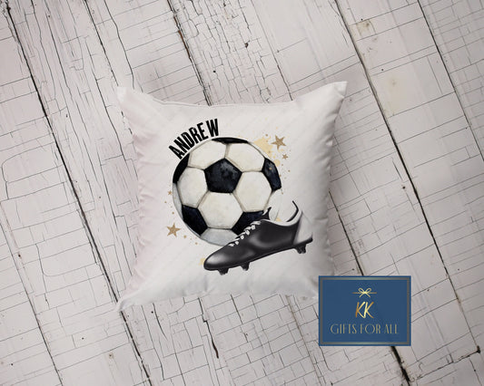 Personalised Football Cushion, Sports Cushion Gift, Football Lover Gift, Football & Boots, Gift For Kids