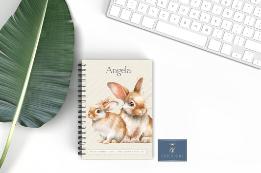 Personalised Bunnies Notebook, Bunny Rabbit A5 Notebook