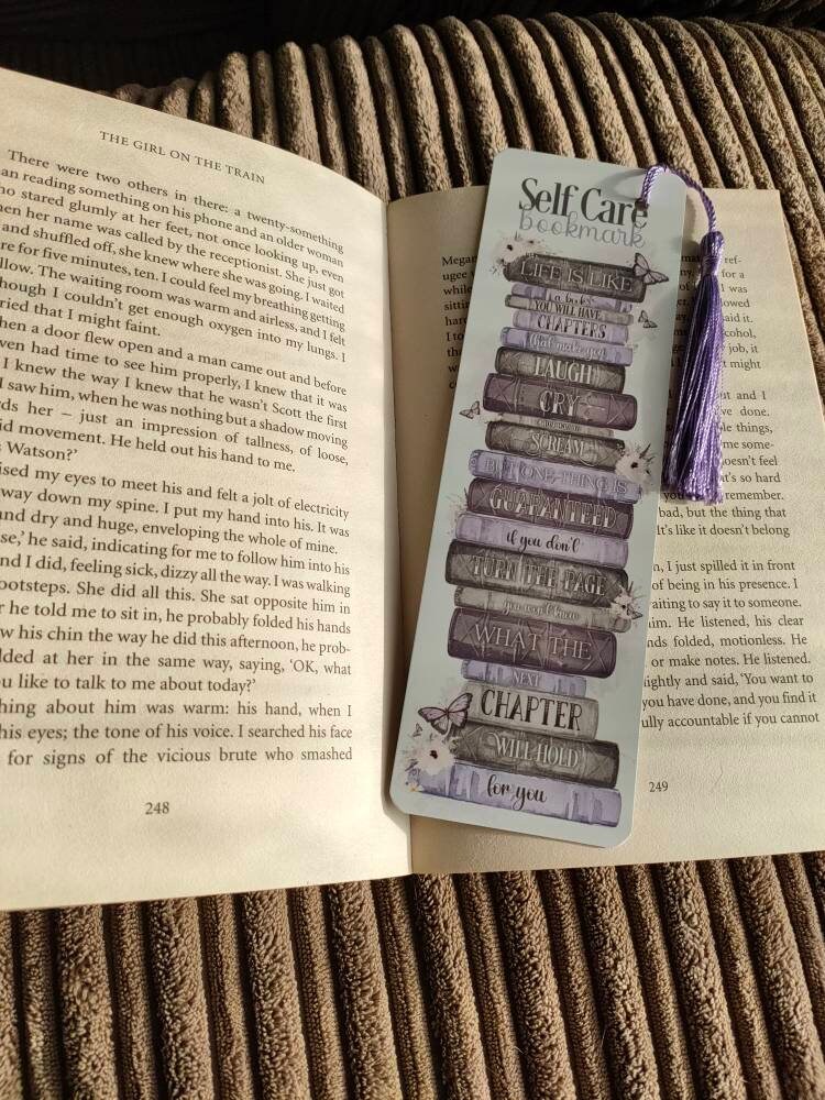 Purple Bookstack Bookmark, Personalised Lilac Bookmark, Letterbox Gifts
