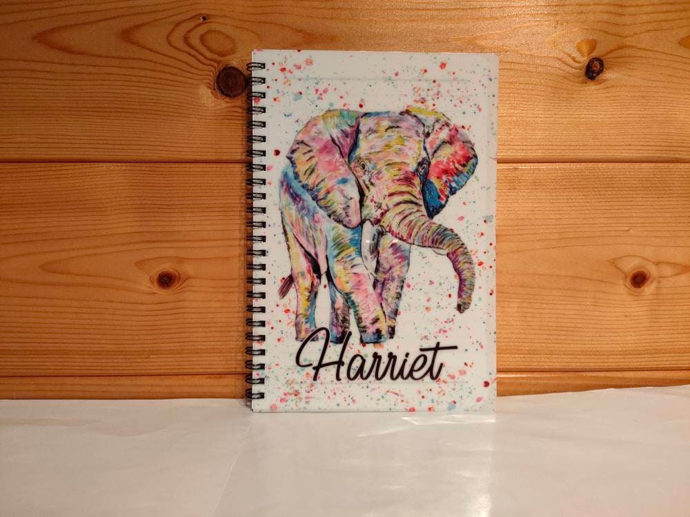 Personalised Elephant Notebook, Gift For Mum Or Friend, Birthday Gift For Her, Personalised Notepad, Office Notepad, Gift For Elephant Lover