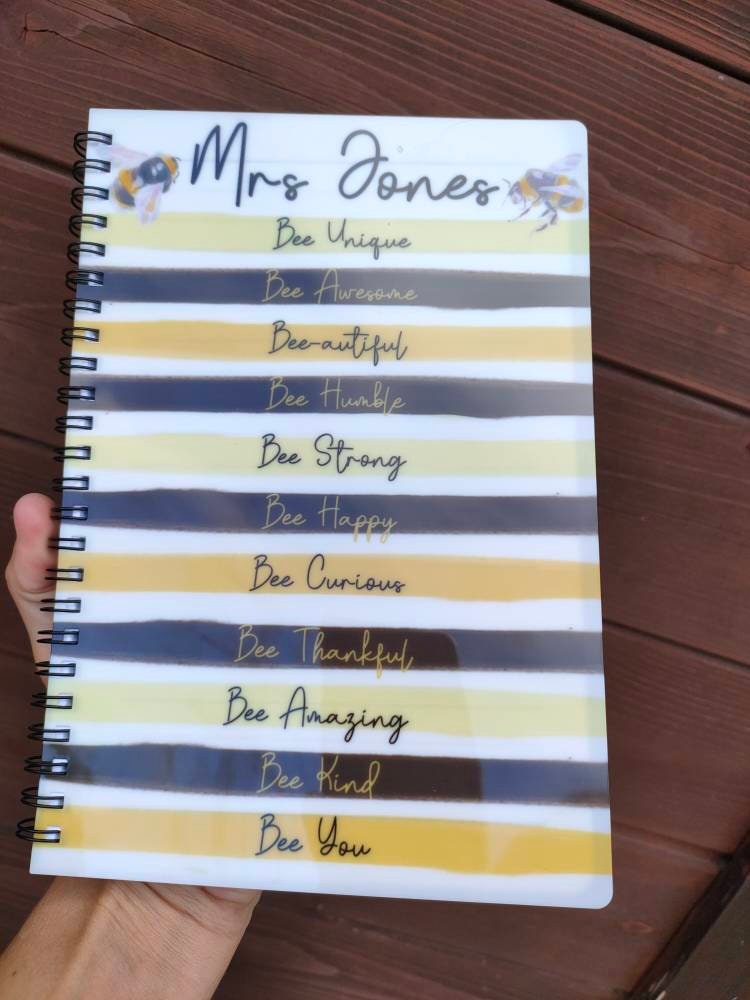 Bee Kind Notebook, Gift For Mum Or Friend, Birthday Gift For Her, Personalised Notepad, A5 Binded Lined Notes, Bee Kind, Bumble Bee Notepad,