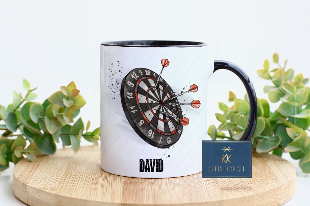 Darts Mug & Coaster, Birthday Gift For Dad, Gifts For Him, Father's Day Gift, Grandad Dad Mug, Dart's Lover Gift Idea