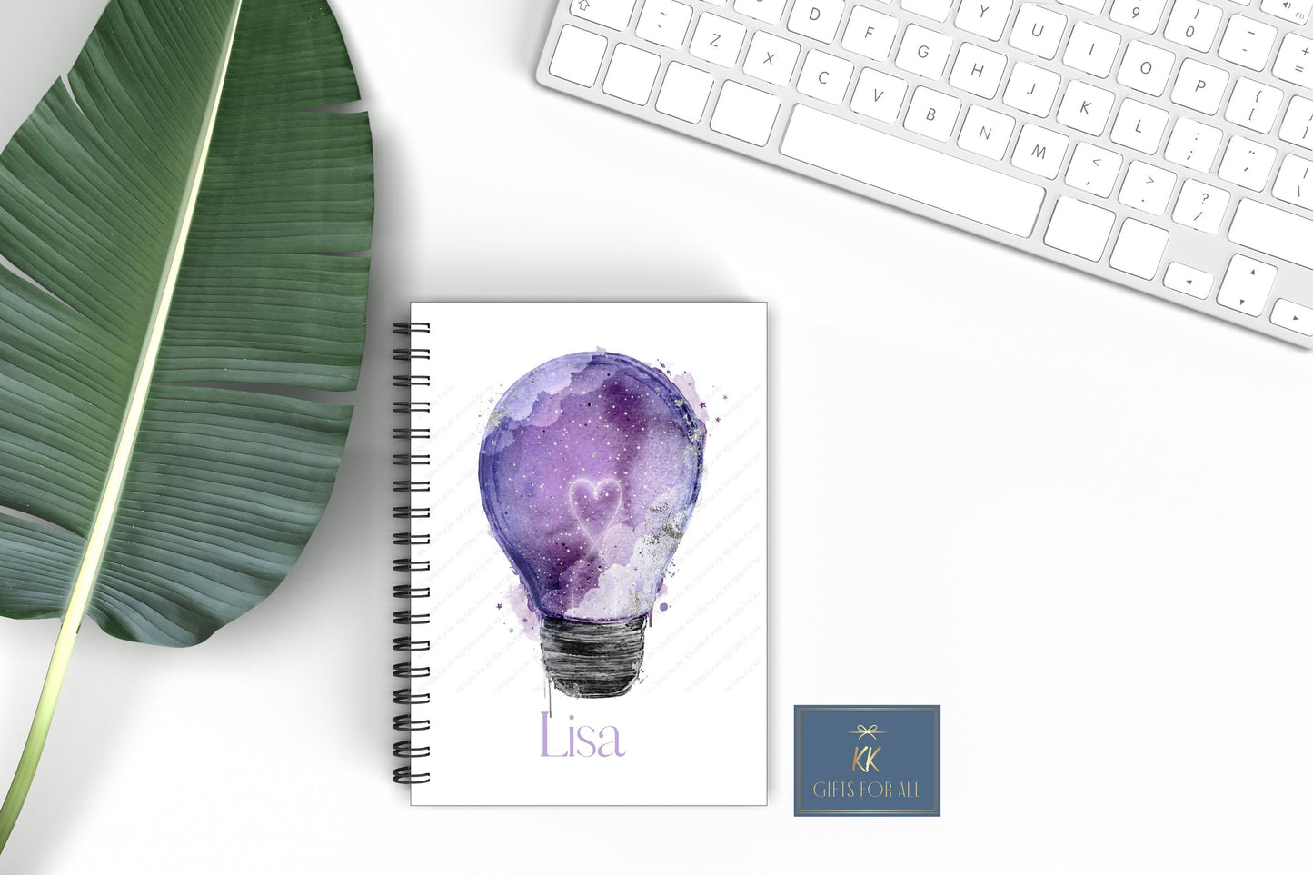 Purple Lightbulb Notebook, Gift For Mum, Friend Birthday Gift, Purple Galaxy Notebook, A5 Lined Notebook