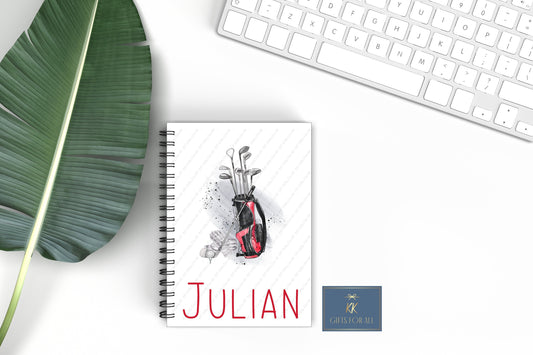 Personalised Golf A5 Notebook Gift For Golfer Father Day Golf Gifts