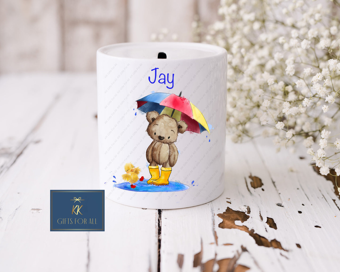 Personalised Money Box, White Ceramic Savings Pot, Money Pot, Custom Piggy Bank, Kids Saving Box, New Baby Gift