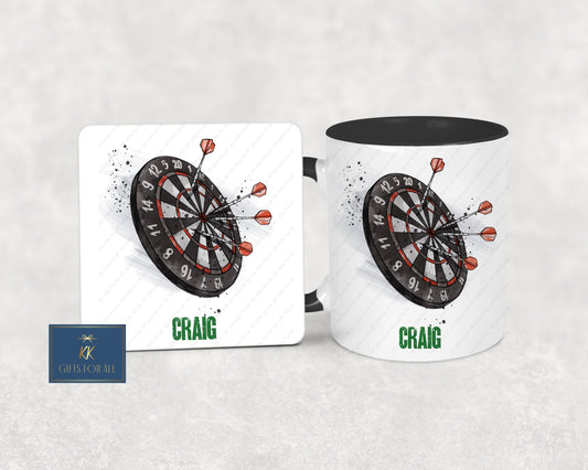Darts Mug & Coaster, Birthday Gift For Dad, Gifts For Him, Father's Day Gift, Grandad Dad Mug, Dart's Lover Gift Idea